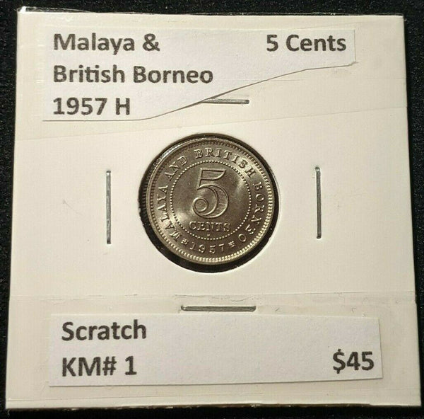 Malaya & British Borneo 1957 H 5 Cents KM# 1 Scratch #053