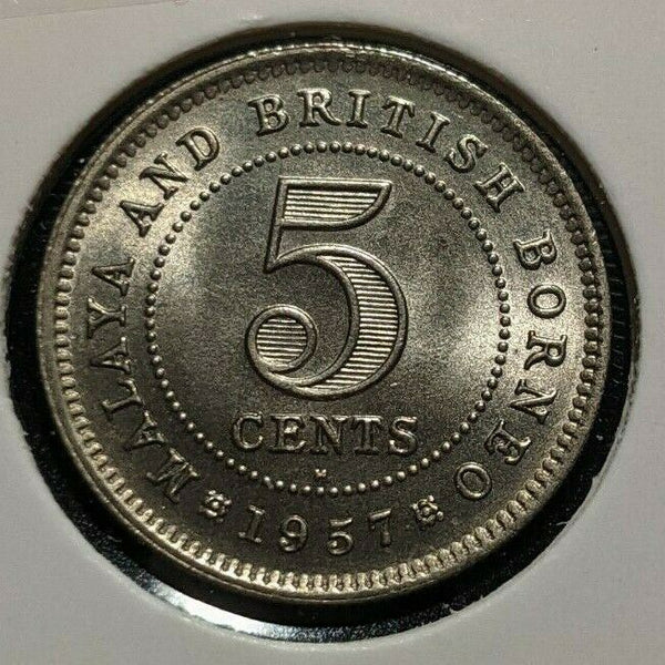 Malaya & British Borneo 1957 H 5 Cents KM# 1 Scratch #053