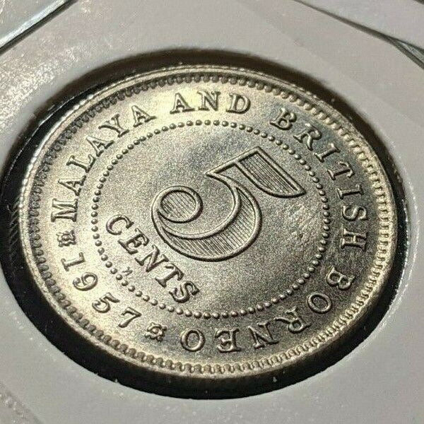 Malaya & British Borneo 1957 H 5 Cents KM# 1 Scratch #053