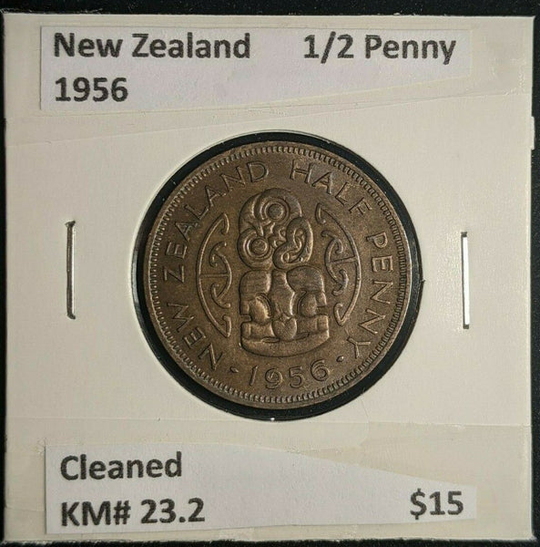 New Zealand 1956 1/2 Penny KM# 23.2 Cleaned #025