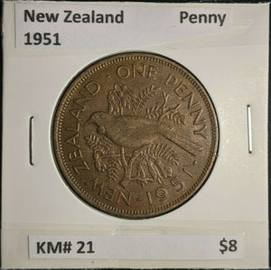 New Zealand 1951 Penny KM# 21 #087
