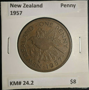 New Zealand 1957 Penny KM# 24.2 #077