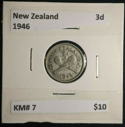 New Zealand 1946 Threepence 3d KM# 7 #0534