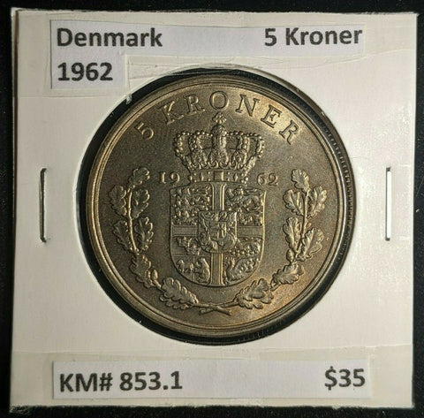 Denmark 1962 5 Kroner KM# 853.1 #0162