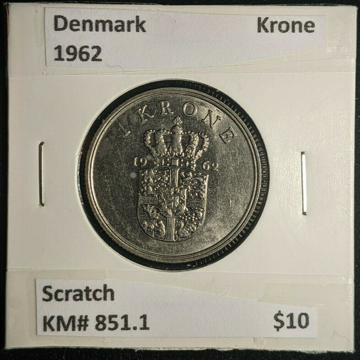 Denmark 1962 Krone KM# 851.1 Scratch #0159