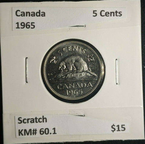 Canada 1965 5 Cents KM# 60.1 Scratch #041   9A