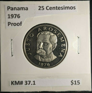 Panama Proof 1976 25 Centesimos KM# 37.1 #059