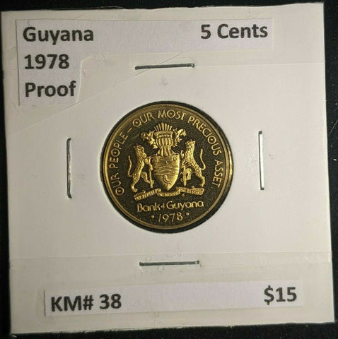 Guyana Proof 1978 5 Cents KM# 38 #009   8C