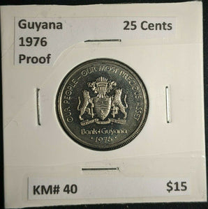 Guyana Proof 1976 25 Cents KM# 40 #037  8B