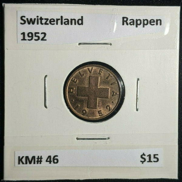 Switzerland 1952 Rappen KM# 46 #008     #12A