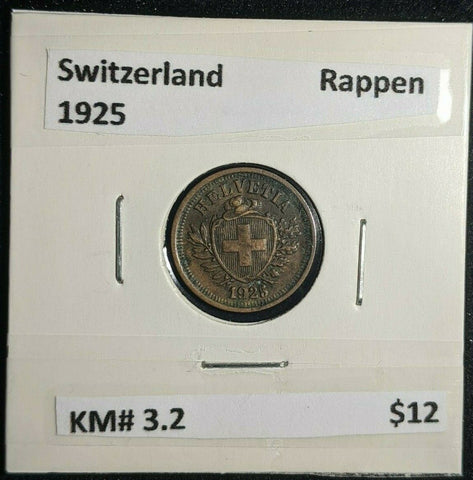 Switzerland 1925 Rappen KM# 3.2 #047    #12A