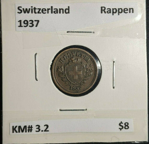 Switzerland 1937 Rappen KM# 3.2 #066    #12A