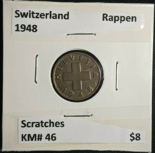 Switzerland 1948 Rappen KM# 46 Scratches #057    #12A