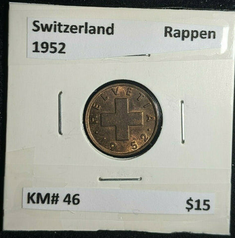 Switzerland 1952 Rappen KM# 46 #168    #12A