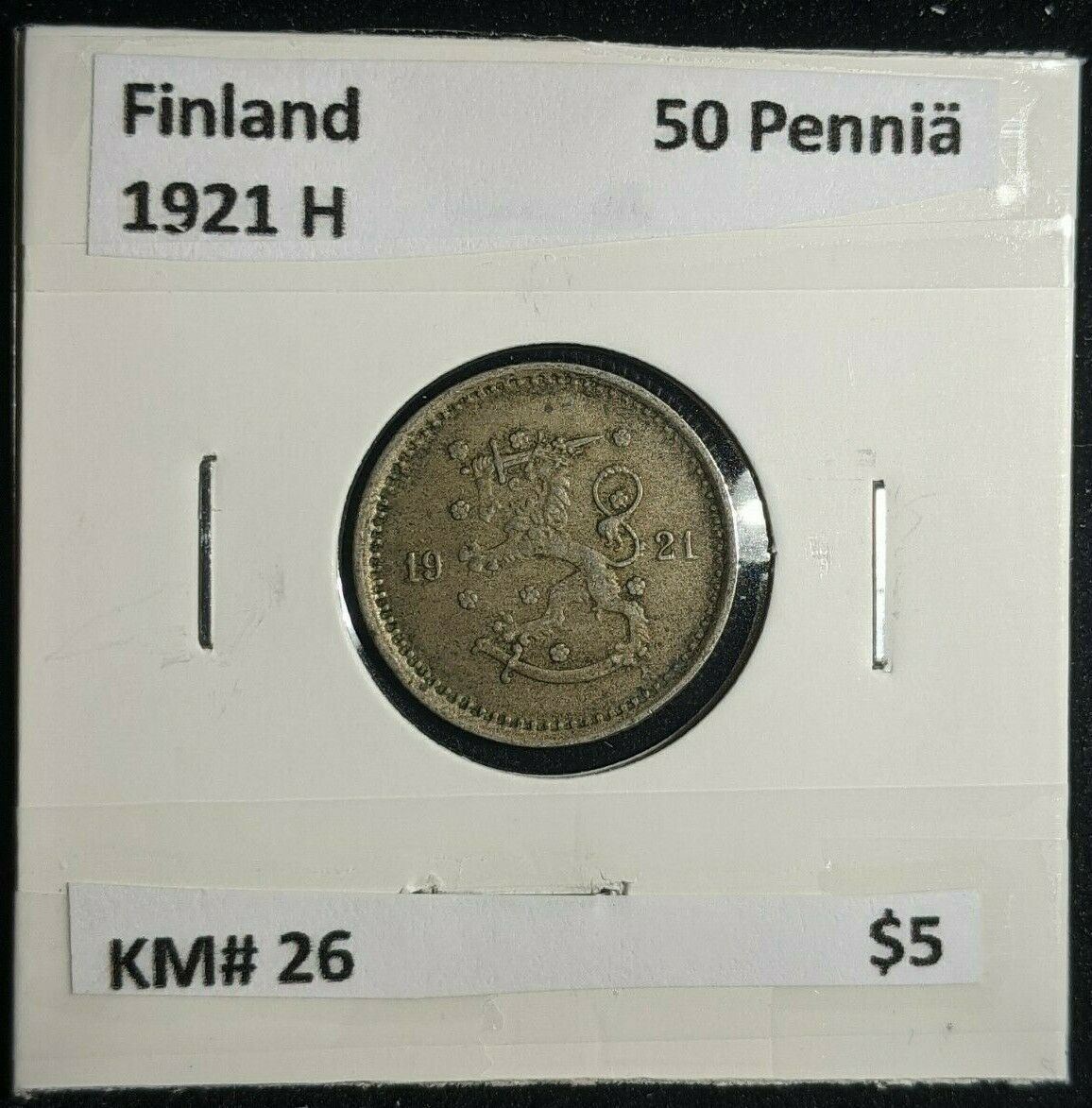 Finland 1921 H 50 PenniÃ¤ KM# 26 #1800