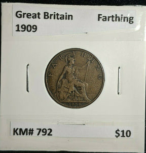 Great Britain 1909 Farthing 1/4d KM# 792 #1798