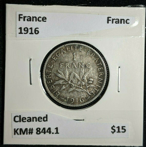 France 1916 Franc KM# 844.1 Cleaned #842