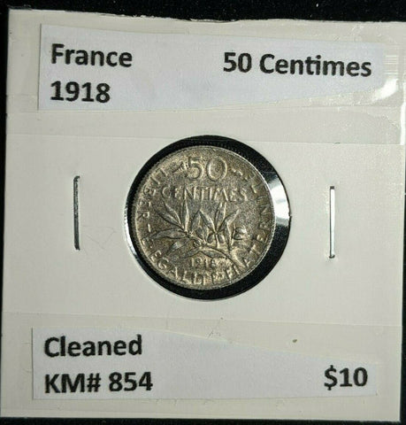 France 1918 50 Centimes KM# 854 Cleaned #1896