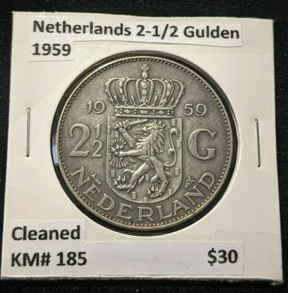 Netherlands 1959 2-1/2 Gulden KM# 185 Cleaned #1916