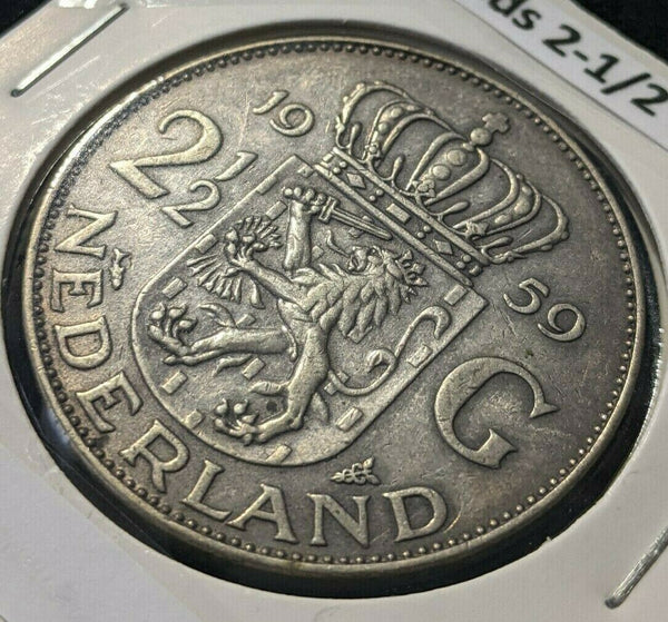 Netherlands 1959 2-1/2 Gulden KM# 185 Cleaned #1916