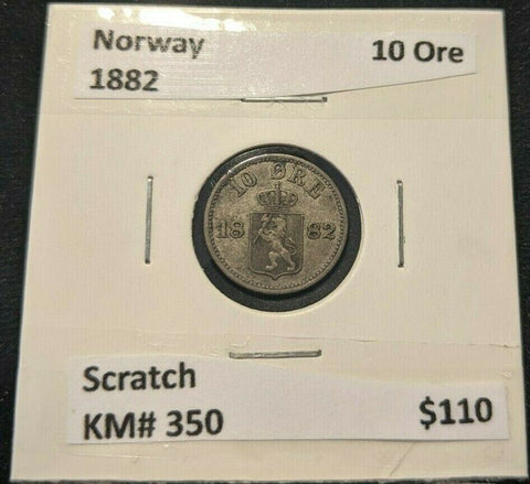 Norway 1882 10 Ore KM# 350 Scratch #1892