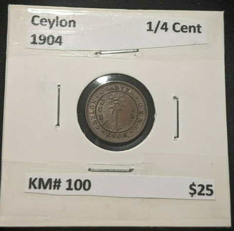 Ceylon 1904 1/4 Cent KM# 100 #776