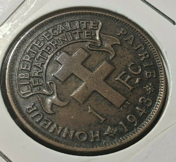 Cameroon 1943 Franc KM# 5 Scratch #244