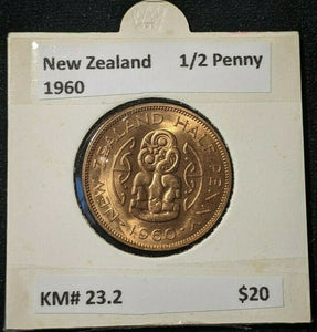 New Zealand 1960 Half Penny 1/2d KM# 23.2 #022