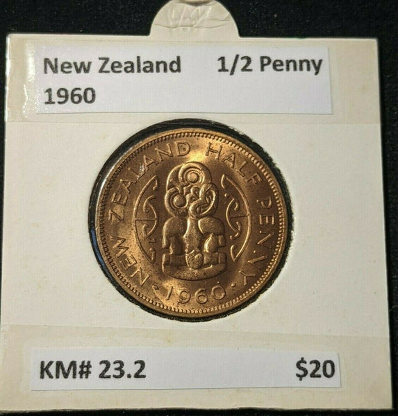 New Zealand 1960 Half Penny 1/2d KM# 23.2 #016