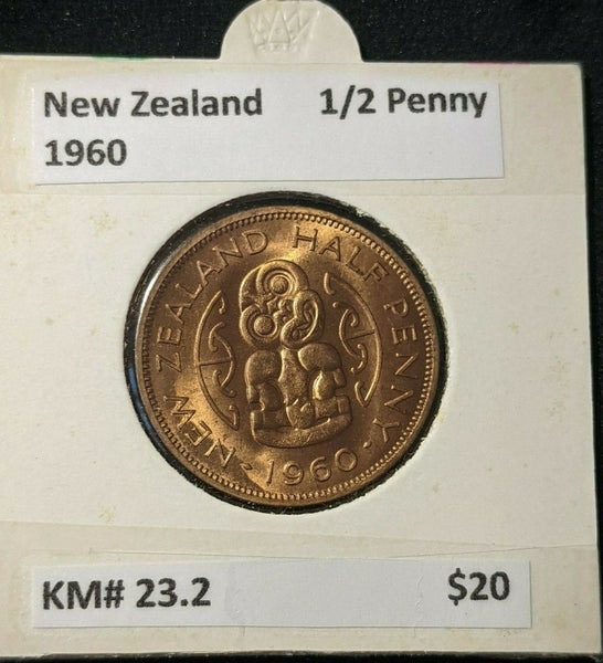 New Zealand 1960 Half Penny 1/2d KM# 23.2 #023