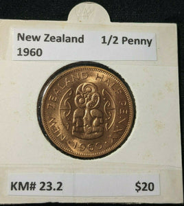 New Zealand 1960 Half Penny 1/2d KM# 23.2 #002