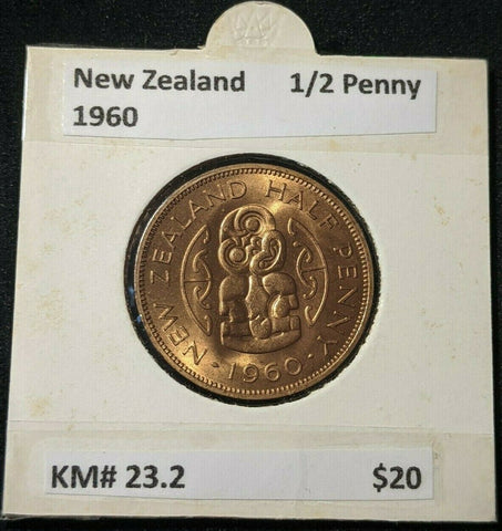 New Zealand 1960 Half Penny 1/2d KM# 23.2 #006