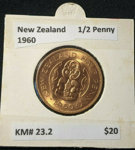 New Zealand 1960 Half Penny 1/2d KM# 23.2 #037