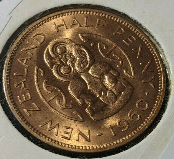 New Zealand 1960 Half Penny 1/2d KM# 23.2 #037