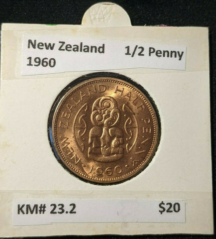New Zealand 1960 Half Penny 1/2d KM# 23.2 #048