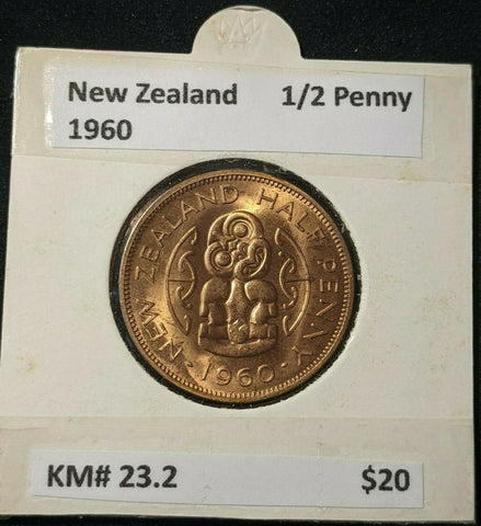 New Zealand 1960 Half Penny 1/2d KM# 23.2 #043