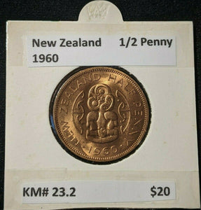 New Zealand 1960 Half Penny 1/2d KM# 23.2 #040
