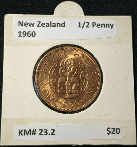 New Zealand 1960 Half Penny 1/2d KM# 23.2 #049