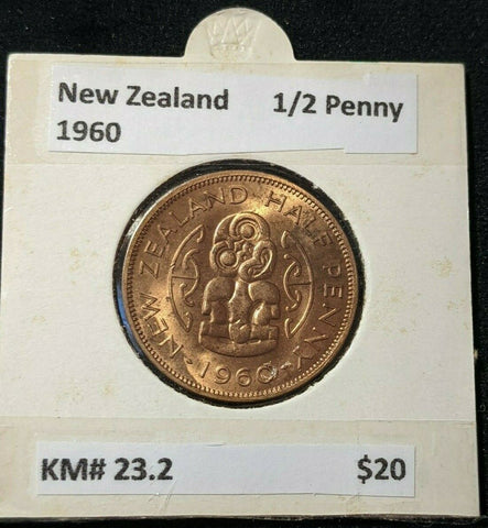 New Zealand 1960 Half Penny 1/2d KM# 23.2 #046