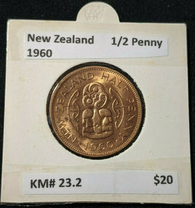 New Zealand 1960 Half Penny 1/2d KM# 23.2 #010