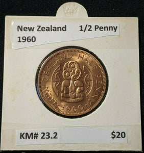 New Zealand 1960 Half Penny 1/2d KM# 23.2 #036