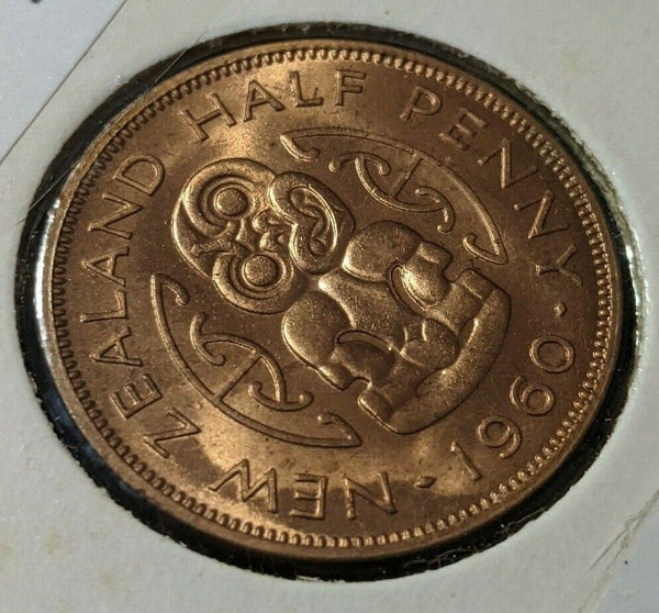 New Zealand 1960 Half Penny 1/2d KM# 23.2 #036