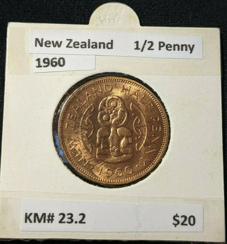 New Zealand 1960 Half Penny 1/2d KM# 23.2 #026