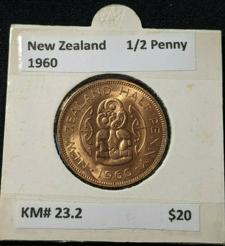 New Zealand 1960 Half Penny 1/2d KM# 23.2 #024