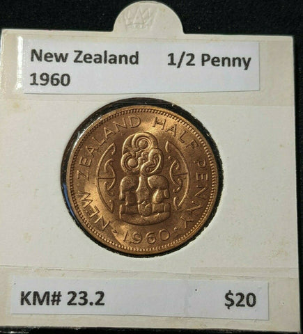 New Zealand 1960 Half Penny 1/2d KM# 23.2 #045