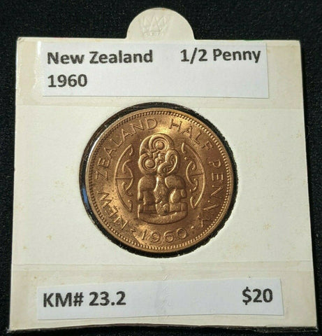 New Zealand 1960 Half Penny 1/2d KM# 23.2 #017