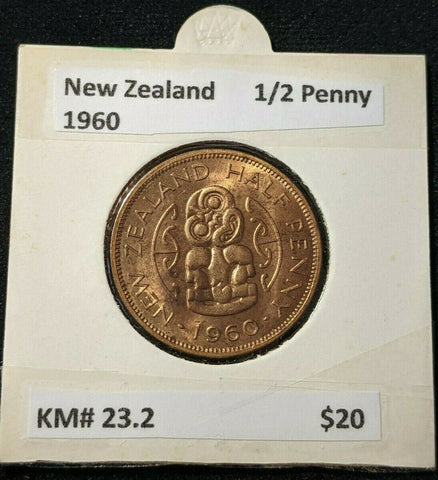 New Zealand 1960 Half Penny 1/2d KM# 23.2 #019