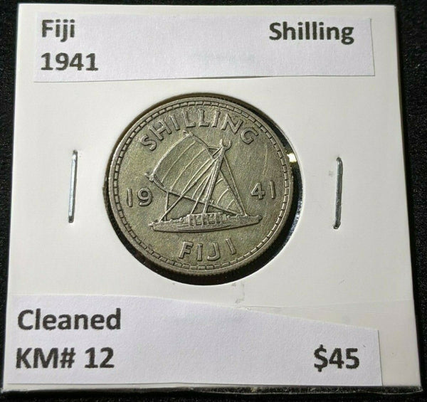 Fiji 1941 Shilling KM# 12 Cleaned #534