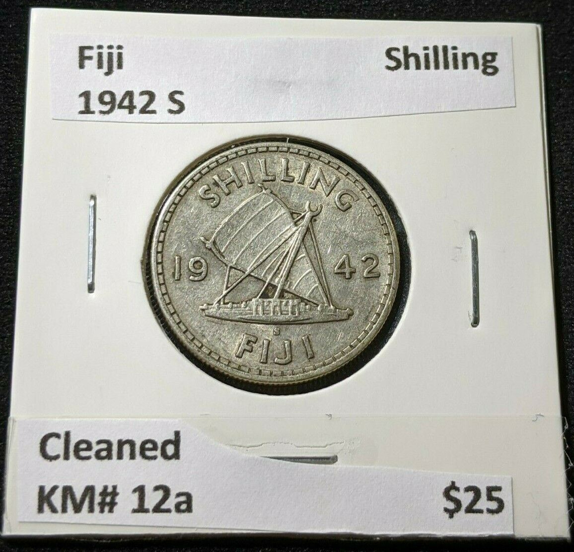 Fiji 1942 S Shilling KM# 12a Cleaned #525