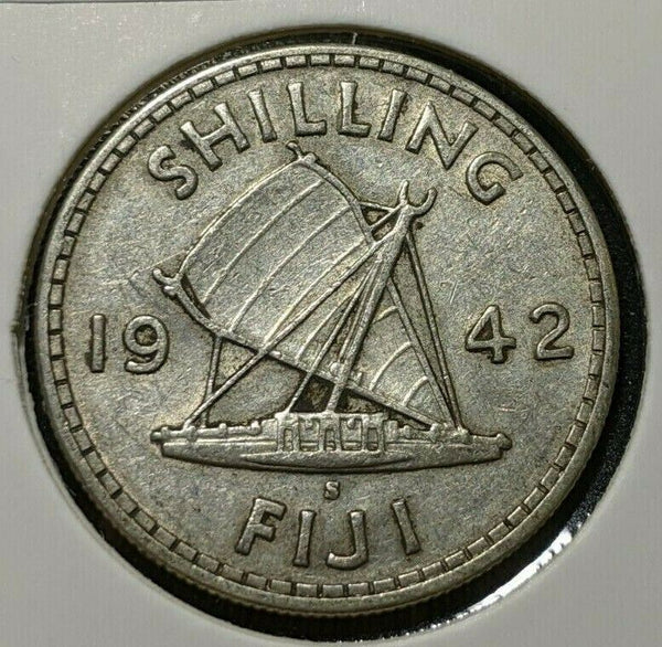 Fiji 1942 S Shilling KM# 12a Cleaned #525